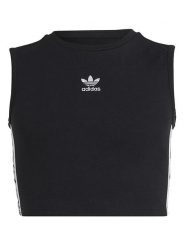 Adidas Top w kolorze czarnym rozmiar: 170. Czarne topy adidas, bez wzorów, bez kołnierzyka, bez ramiączek. Za 65.38 zł.