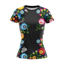 Koszulka do biegania damska Och Czarny Folk krótki rękaw. Czarne t-shirty sportowe JUST HERO, l, bez wzorów, z dzianiny, bez ramiączek, do biegania. Za 99.00 zł.