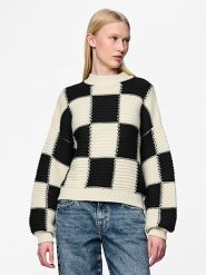 Pieces Sweter w kolorze kremowo-czarnym rozmiar: S. Brązowe swetry Pieces, s, bez wzorów, z wełny, bez ramiączek. Za 101.23 zł.