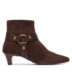 Botki Hispanitas. Brązowe botki Hispanitas, bez wzorów, bez obcasa, na słupku, bez zapięcia. Za 789.99 zł.
