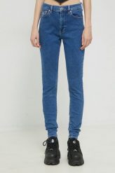 Tommy Jeans jeansy Sylvia damskie high waist. Niebieskie jeansy Tommy Jeans, bez wzorów, z denimu, z podwyższonym stanem. Za 449.99 zł.