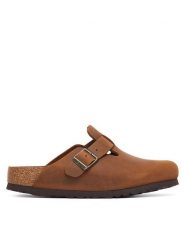 Birkenstock Klapki Boston 1028310 Brązowy. Brązowe klapki Birkenstock, bez wzorów, ze skóry, bez obcasa, bez zapięcia. Za 694.99 zł.