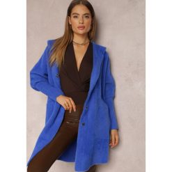 Granatowy Płaszcz Wełniany z Alpaką Oversize Długi z Kapturem Ortylia. Niebieskie płaszcze Renee, bez wzorów, z wełny, z kapturem. W wyprzedaży za 167.99 zł.