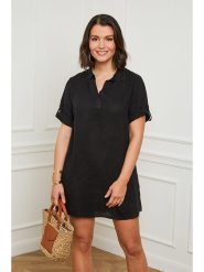 Curvy Lady Lniana sukienka w kolorze czarnym rozmiar: 48/50. Czarne sukienki Curvy Lady, na co dzień, bez wzorów, ze lnu, klasyczne, bez kołnierzyka, bez ramiączek, mini, proste. Za 123.53 zł.