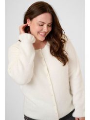 KAFFE curve Kardigan "Cirsten" w kolorze kremowym rozmiar: L. Brązowe swetry KAFFE curve, l, bez wzorów, bez ramiączek. Za 126.99 zł.