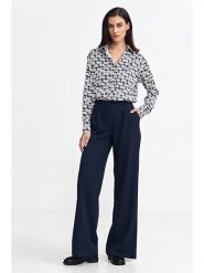 Nife Spodnie w kolorze granatowym rozmiar: 42. Niebieskie spodnie materiałowe Nife, bez wzorów, z materiału. Za 161.34 zł.