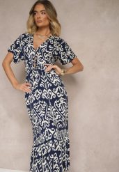 Niebieska Wiskozowa Sukienka z Abstrakcyjnym Wzorem Tuledia. Niebieskie sukienki Renee, na co dzień, l, bez wzorów, z wiskozy, eleganckie, bez kołnierzyka, bez ramiączek, maxi. W wyprzedaży za 55.99 zł.