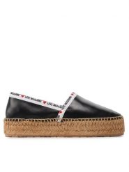 LOVE MOSCHINO Espadryle JA10323G1GIA0000 Czarny. Czarne espadryle Love Moschino, bez wzorów, ze skóry, bez obcasa. Za 519.99 zł.