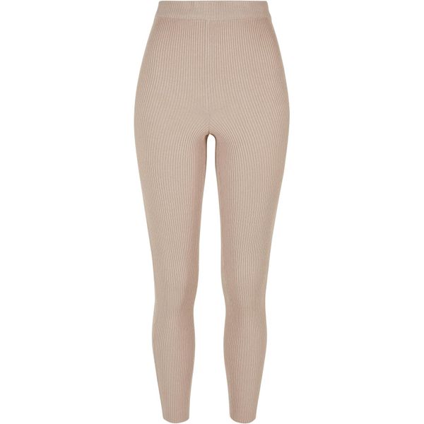 Legginsy Damskie Z Dzianiny Prążkowanej. Brązowe legginsy Urban Classics, bez wzorów, z dzianiny, sportowe. Za 154.99 zł.