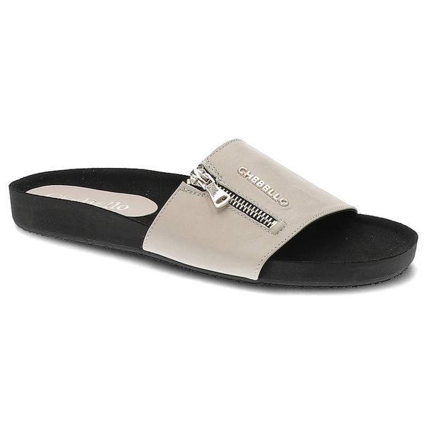 Beżowe Klapki Chebello Modne Skórzane Buty. Brązowe klapki CheBello, bez wzorów, ze skóry, z otwartym noskiem, bez obcasa, bez zapięcia. Za 205.00 zł.