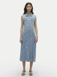 Vero Moda Sukienka jeansowa Zadie 10309673 Niebieski Regular Fit. Niebieskie sukienki Vero Moda, m, bez wzorów, z bawełny, bez kołnierzyka, bez ramiączek. Za 79.99 zł.