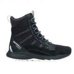 Buty do chodzenia damskie Merrell Bravada Edge 2 Thermo Mid Waterproof. Czarne buty treningowe Merrell, na zimę, bez wzorów, z materiału, za kostkę, bez zapięcia, trekkingowe. Za 655.00 zł.