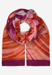 Fioletowo-Różowy Szalik z Bawełny w Ozdobny Print Natsu. Fioletowe szaliki i kominy Born2be, na jesień, bez wzorów, z bawełny, eleganckie. W wyprzedaży za 29.74 zł.