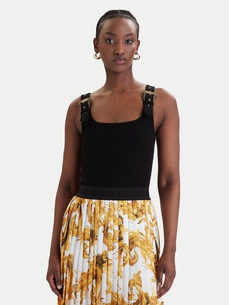 Versace Jeans Couture Top 80HAM619 J0198 Czarny Slim Fit. Czarne topy Versace Jeans Couture, m, bez wzorów, z bawełny, bez kołnierzyka, bez ramiączek. Za 641.99 zł.