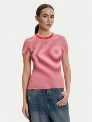 Tommy Jeans T-Shirt DW0DW17383 Czerwony Slim Fit. Czerwone t-shirty Tommy Jeans, xs, bez wzorów, z bawełny, bez kołnierzyka, bez ramiączek. Za 149.99 zł.
