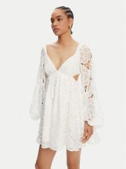 BARDOT Sukienka koktajlowa 59858DB1 Biały Regular Fit. Białe sukienki Bardot, bez wzorów, z bawełny, wizytowe, bez kołnierzyka, bez ramiączek. Za 879.99 zł.