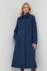 Weekend Max Mara płaszcz wełniany kolor granatowy przejściowy. Niebieskie płaszcze Weekend Max Mara, bez wzorów, z wełny, bez kaptura. Za 3,299.90 zł.