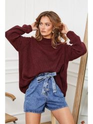 Joséfine Sweter "Ladem" w kolorze bordowym rozmiar: XL. Czerwone swetry Joséfine, xl, bez wzorów, bez ramiączek. Za 165.31 zł.