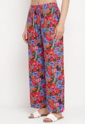 Fioletowo-Różowe Proste Spodnie z Wiskozy w Kwiatowy Print Yadolle. Fioletowe jeansy Born2be, na lato, l, bez wzorów, z jeansu, z podwyższonym stanem. Za 59.99 zł.