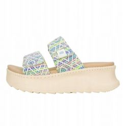 HeyDude Damskie Klapki Delray Slide Surf Baja. Brązowe klapki Hey dude, bez wzorów, z materiału, bez obcasa, bez zapięcia. Za 199.00 zł.