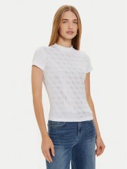 Guess T-Shirt W4BI26 J1314 Biały Slim Fit. Białe t-shirty Guess, xl, z aplikacjami, z bawełny, bez kołnierzyka, bez ramiączek. Za 179.99 zł.