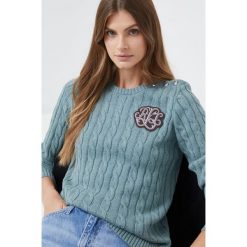 Lauren Ralph Lauren sweter bawełniany damski kolor zielony lekki. Zielone swetry Lauren Ralph Lauren, s, z aplikacjami, z bawełny, bez ramiączek. W wyprzedaży za 539.99 zł.