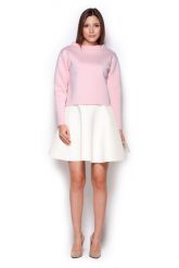 Ecru Rozkloszowana Mini Spódnica Wykończona na Ostro. Czarne spódnice Figl, l, bez wzorów, z materiału, mini, rozkloszowane. Za 179.00 zł.