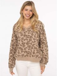 Zwillingsherz Sweter "3D Leo" w kolorze jasnobrązowym rozmiar: L/XL. Brązowe swetry Zwillingsherz, l, bez wzorów, ze splotem, bez ramiączek. Za 229.95 zł.