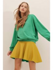 Trend Alacati Bluza w kolorze zielonym rozmiar: S. Zielone bluzy bez kaptura Trend Alacati, s, bez wzorów, z bawełny, bez kaptura. Za 48.50 zł.