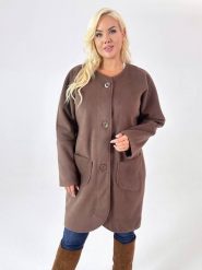 Kardigan Kaja w odcieniach brązu XXL OVERSIZE WIOSNA. Swetry Moda Size Plus Iwanek, na wiosnę, s, bez wzorów, z poliesteru, eleganckie, bez ramiączek. Za 199.90 zł.