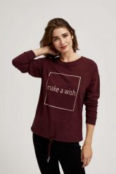 Prosta bluza z nadrukiem. Bluzy MOODO, l, bez wzorów, z bawełny, bez kaptura. W wyprzedaży za 49.99 zł.