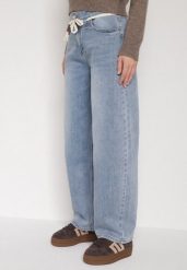 Niebieskie Jeansy Balloon z Regularnym Stanem i Ozdobnym Wiązaniem Rislyn. Niebieskie jeansy Born2be, l, bez wzorów, z jeansu, klasyczne. Za 119.99 zł.