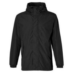 Rowerowa kurtka przeciwdeszczowa Hoga unisex, kruczoczarna. Czarne kurtki przeciwdeszczowe BASIL, bez wzorów, z materiału, bez kaptura, rowerowe. Za 419.90 zł.