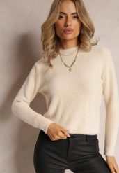 Beżowy Sweter Wełniany Elisabema. Brązowe swetry Renee, l, bez wzorów, z tkaniny, casualowe, bez ramiączek. Za 44.99 zł.