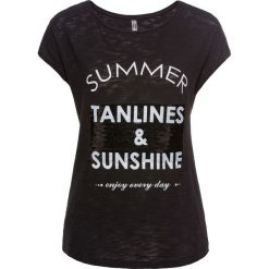 T-shirt z cekinami bonprix czarny z nadrukiem. T-shirty marki 4f. Za 37.99 zł.