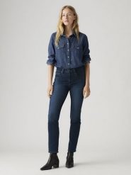Levi's Dżinsy - Straight fit - w kolorze granatowym rozmiar: W26/L32. Niebieskie jeansy Levi's, l, z aplikacjami, ze skóry, klasyczne, z podwyższonym stanem. Za 262.91 zł.