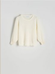 Strukturalny sweter z wiskozą - złamana biel. Swetry Reserved, l, bez wzorów, z dzianiny, bez ramiączek. Za 99.99 zł.