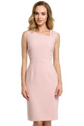 Sukienka elegancka ołówkowa z asymetrycznym dekoltem pudrowy róż. Czerwone sukienki Sukienki.shop, do pracy, l, bez wzorów, z materiału, biznesowe, z asymetrycznym kołnierzem, bez ramiączek, midi, asymetryczne. Za 249.00 zł.