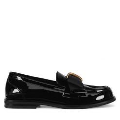 Mokasyny Gino Rossi. Czarne mokasyny Gino Rossi, bez wzorów. Za 279.99 zł.