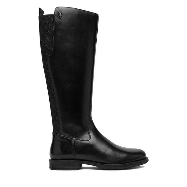 Kozaki U.S. Polo Assn. Czarne kozaki U.S. Polo Assn., bez wzorów, bez obcasa, na płaskiej podeszwie, bez zapięcia. Za 579.99 zł.