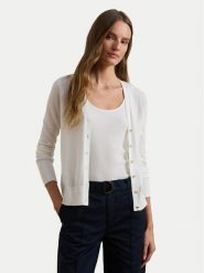 LAUREN RALPH LAUREN Kardigan 200831710002 Biały Slim Fit. Białe swetry Lauren Ralph Lauren, xxl, bez wzorów, z bawełny, bez ramiączek. Za 399.99 zł.