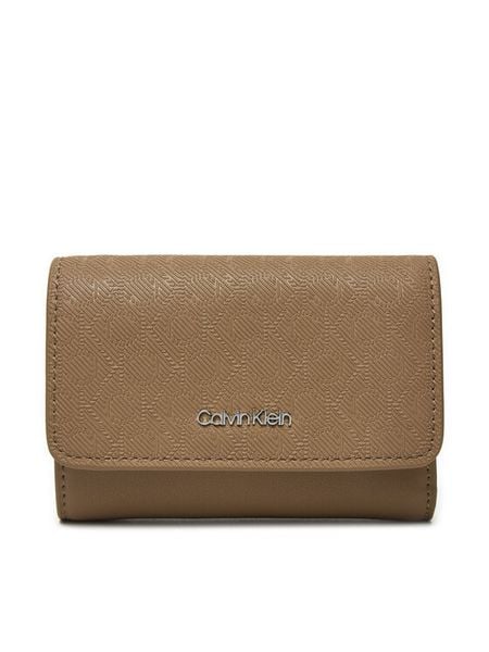 Calvin Klein Portfel Ck Must Small Trifold_Mono K60K612829 Beżowy. Brązowe portfele Calvin Klein, bez wzorów, ze skóry. Za 189.99 zł.