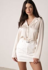 Biała Ołówkowa Spódnica z Bawełną z Paskiem i Podszewką Typu Szorty Vikisola. Białe spódnice Born2be, do pracy, l, bez wzorów, z bawełny, biznesowe, mini, dopasowane. Za 119.99 zł.