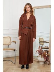 Joséfine Sukienka "Jaune" w kolorze jasnobrązowym rozmiar: XL. Brązowe sukienki Joséfine, na co dzień, xl, bez wzorów, ze skóry, bez kołnierzyka, bez ramiączek, maxi, proste. Za 187.96 zł.