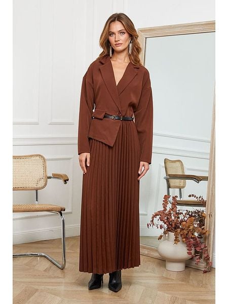 Joséfine Sukienka "Jaune" w kolorze jasnobrązowym rozmiar: XL. Brązowe sukienki Joséfine, na co dzień, xl, bez wzorów, ze skóry, bez kołnierzyka, bez ramiączek, maxi, proste. Za 187.96 zł.