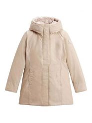 Woolrich Parka puchowa "Boulder" w kolorze beżowym rozmiar: S. Brązowe płaszcze Woolrich, s, bez wzorów, z puchu, bez kaptura. Za 2,333.65 zł.