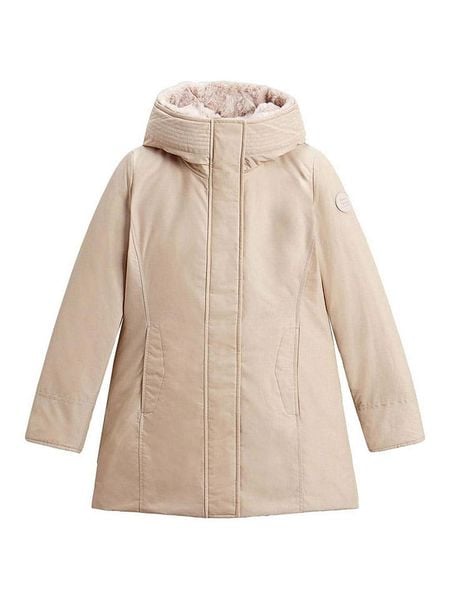 Woolrich Parka puchowa "Boulder" w kolorze beżowym rozmiar: M. Brązowe płaszcze Woolrich, m, bez wzorów, z puchu, bez kaptura. Za 2,229.77 zł.