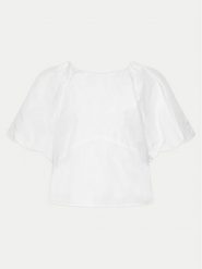 DKNY Bluzka P4AASQ18 Biały Relaxed Fit. Białe bluzki DKNY, s, bez wzorów, z syntetyku, bez kołnierzyka, bez ramiączek. Za 309.99 zł.
