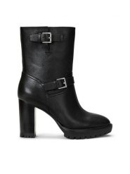 LAUREN RALPH LAUREN Botki 802937819001 Czarny. Czarne botki Lauren Ralph Lauren, bez wzorów, ze skóry, bez obcasa, na słupku, bez zapięcia. Za 619.99 zł.
