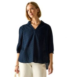Koszula Damska Nofino Broderie. Niebieskie koszule Regatta, l, bez wzorów, z bawełny, bez kołnierzyka, bez ramiączek. Za 184.99 zł.